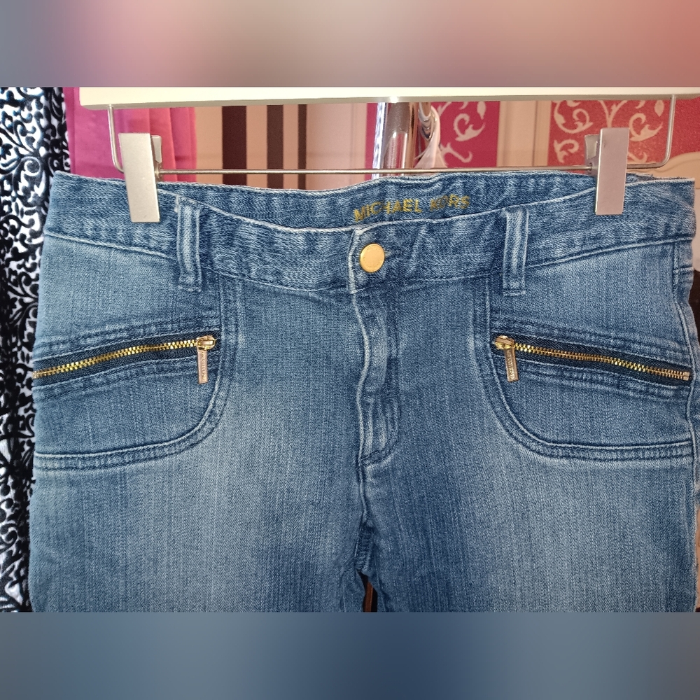 Michael Kors High Rise Denim Jeans with Gold Accents
